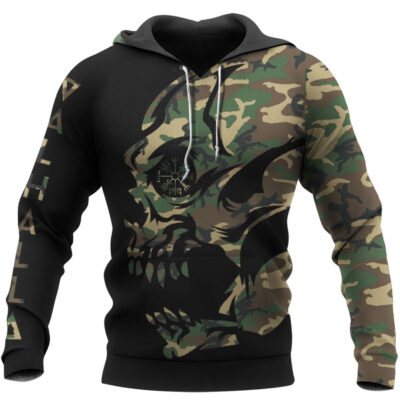 Ligerking Clothing - VIKING CAMO VEGVISIR Viking Hoodie