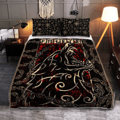 Ligerking Quilt Bed Set - FENRIR WITH CHAIN - VIKING QUILT BEDDING SET