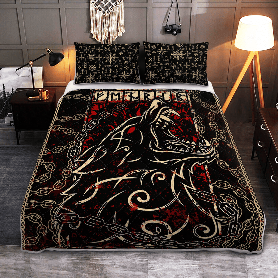 Ligerking Quilt Bed Set - FENRIR WITH CHAIN - VIKING QUILT BEDDING SET