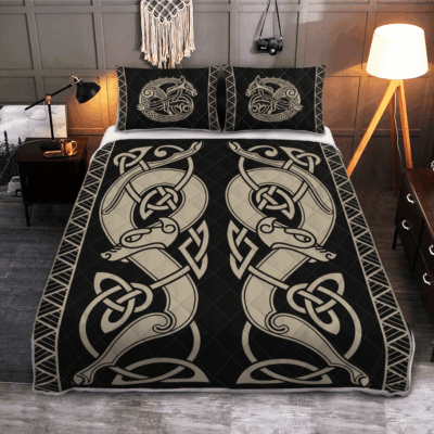 Ligerking Quilt Bed Set - THE SONS OF FENRIR SKOLL AND HATI - VIKING QUILT BEDDING SET
