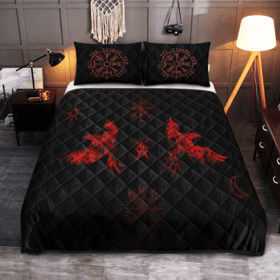 Ligerking Quilt Bed Set - RAVEN AND RUNE - VIKING QUILT BEDDING SET