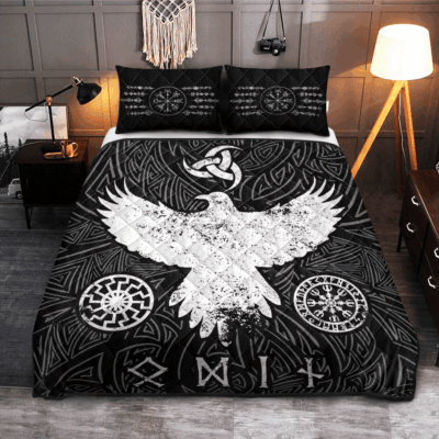 Ligerking Quilt Bed Set - VIKING QUILT BEDDING SET - RAVEN VEGVISIR