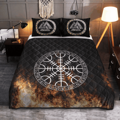Ligerking Quilt Bed Set - VIKING QUILT BEDDING SET - RAVEN RUNE