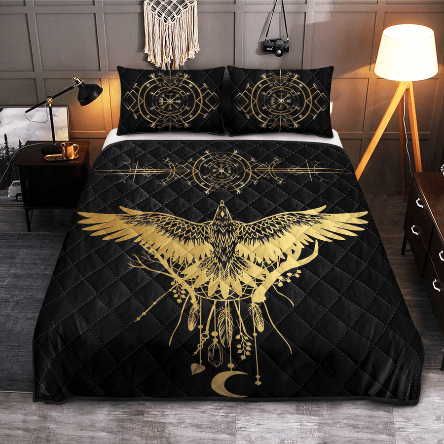 Ligerking Quilt Bed Set - VIKING QUILT BEDDING SET - RAVEN