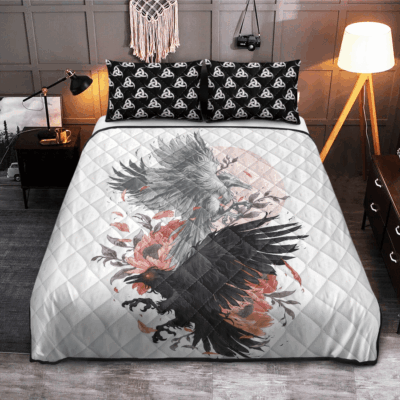 Ligerking Quilt Bed Set - VIKING QUILT BEDDING SET - HUGIN AND MUNIN