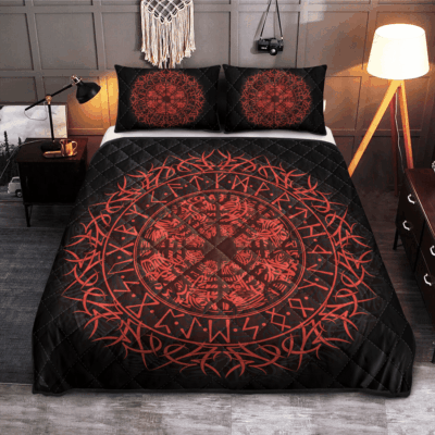 Ligerking Quilt Bed Set - FIRE VEGVISIR - VIKING QUILT BEDDING SET