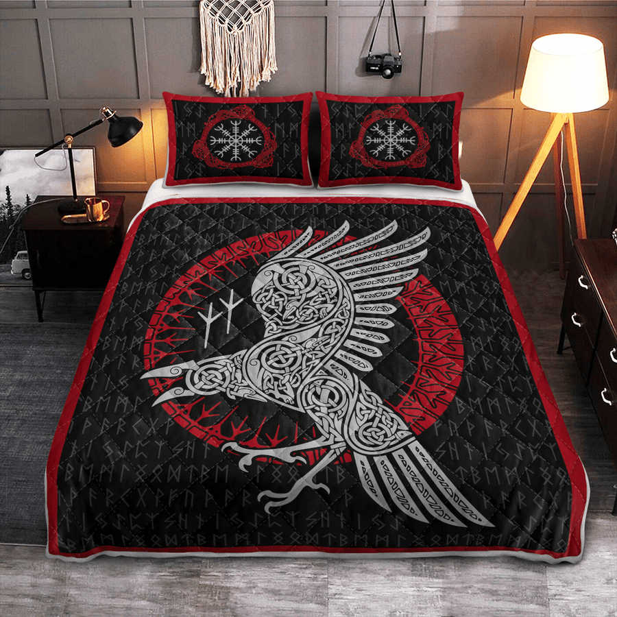 Ligerking Quilt Bed Set - RAVEN AND RUNE - VIKING QUILT BEDDING SET
