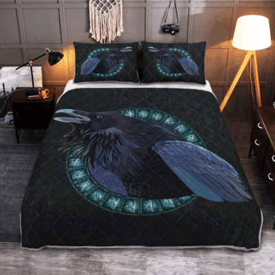 Ligerking Quilt Bed Set - VIKING VEGVISIR AND RUNE - VIKING QUILT BEDDING SET