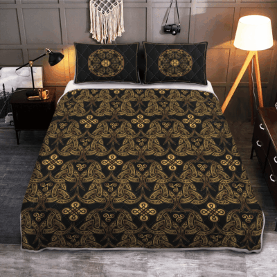 Ligerking Quilt Bed Set - TRIPLE HORN OF ODIN - VIKING QUILT BEDDING SET