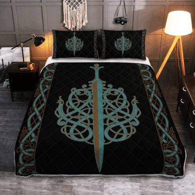 Ligerking Quilt Bed Set - THE ULFBERHT SWORDS - VIKING QUILT BEDDING SET