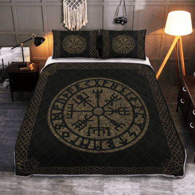 Ligerking Quilt Bed Set - VEGVISIR MADE OF STONE - VIKING QUILT BEDDING SET