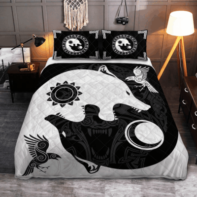 Ligerking Quilt Bed Set - THE SONS OF FENRIR - HATI AND SKOLL - VIKING QUILT BEDDING SET