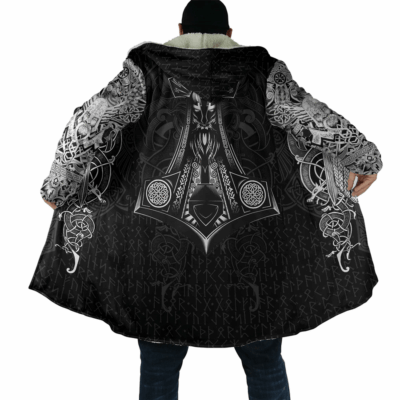 Ligerking Cloak - Viking MjÃ¶lnir with Devil - 3D all over printed Hooded Coat A7