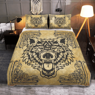 Ligerking Quilt Bed Set - WOLF VALKNUT - VIKING QUILT BEDDING SET