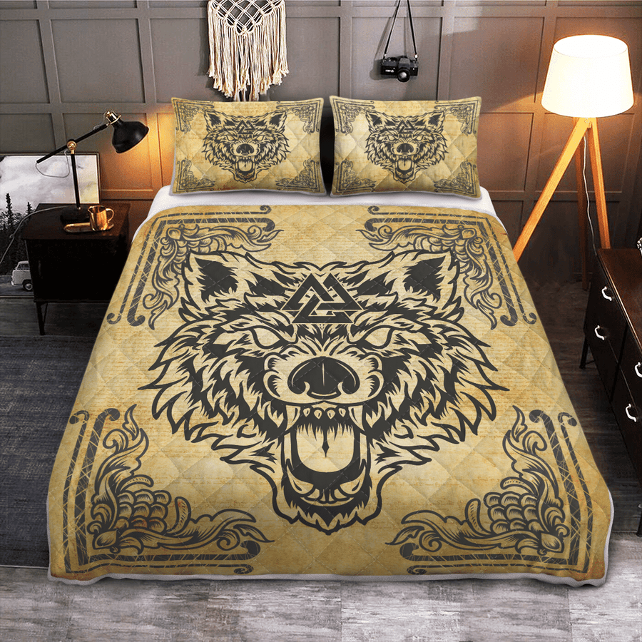 Ligerking Quilt Bed Set - WOLF VALKNUT - VIKING QUILT BEDDING SET