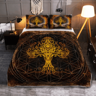 Ligerking Quilt Bed Set - YGGDRASIL - THE TREE OF LIFE IN NORSE MYTHOLOGY - VIKING QUILT BEDDING SET