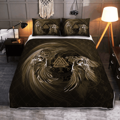 Ligerking Quilt Bed Set - RAVEN VALKNUT - VIKING QUILT BEDDING SET