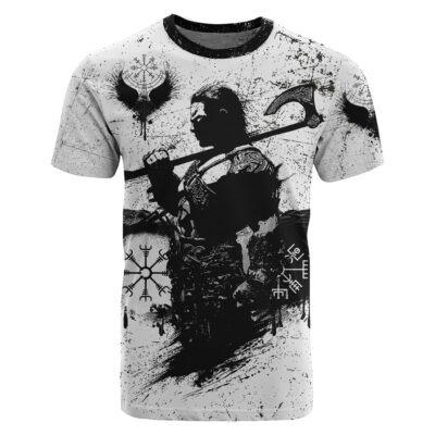 Viking T-Shirt - Warrior and Raven Viking Tattoo Black T-Shirt A35