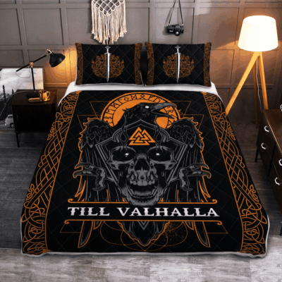 Ligerking Quilt Bed Set - VIKING RAVEN - TILL VALHALLA - VIKING QUILT BEDDING SET