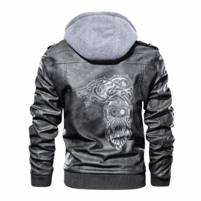 Ligerking - Viking Fenrir and Odin Celtic Style Leather Jacket A35