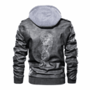 Ligerking - Viking Odin Raven and Fenrir Tattoo Symbol Leather Jacket A35