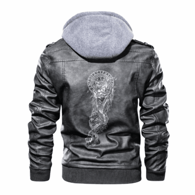 Ligerking - Viking Odin Raven and Fenrir Tattoo Symbol Leather Jacket A35