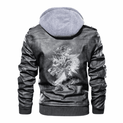 Ligerking - Viking Fenrir Raven and Flower Leather Jacket A35