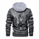 Ligerking - Viking Viking Odin Raven Spear Leather Jacket A35