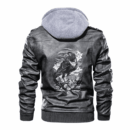 Ligerking - Viking Raven and Box and Key Leather Jacket A35