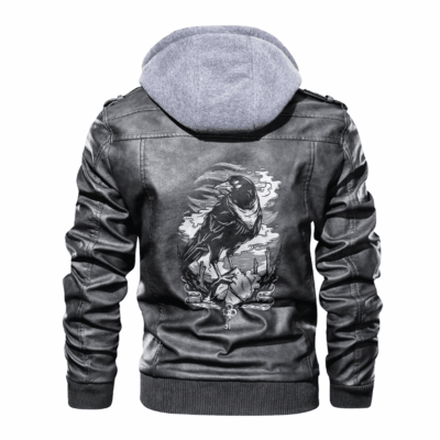 Ligerking - Viking Raven and Box and Key Leather Jacket A35
