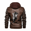 Ligerking - Viking Viking Odin Raven Spear Leather Jacket A35