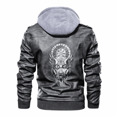 Ligerking - Viking Odin Helm Of Awe Leather Jacket A35