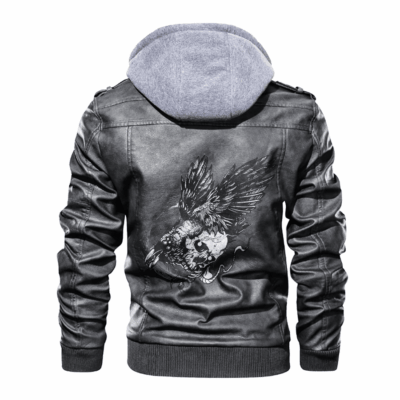 Ligerking - Viking Odin Wolf and Raven Leather Jacket A35