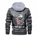 Ligerking - Viking Denmark Raven Drakkar and Skull Leather Jacket A35