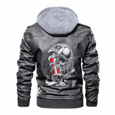 Ligerking - Viking Denmark Raven Drakkar and Skull Leather Jacket A35