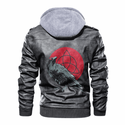 Ligerking - Viking Raven Moon Blood and Celtic Knot Leather Jacket A35