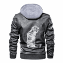 Ligerking - Viking Ragnar Drawing Leather Jacket A35