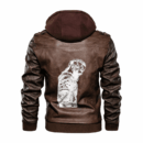 Ligerking - Viking Ragnar Drawing Leather Jacket A35
