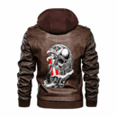 Ligerking - Viking Denmark Raven Drakkar and Skull Leather Jacket A35