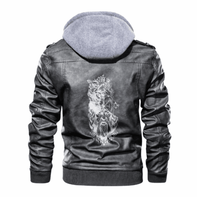 Ligerking - Viking Freyr and Fenrir Tattoo Leather Jacket A35