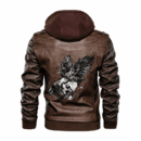 Ligerking - Viking Odin Wolf and Raven Leather Jacket A35