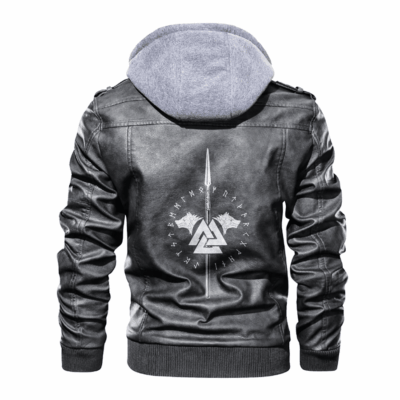 Ligerking - Viking Geri and Freki & Gungnir Valknut Leather Jacket A35