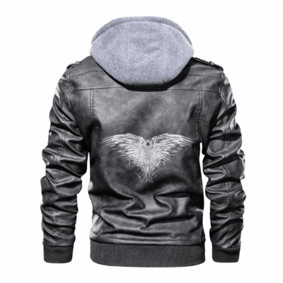 Ligerking - Viking Raven Black Leather Jacket A35