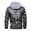Ligerking - Viking Axes and Wolf Leather Jacket A35