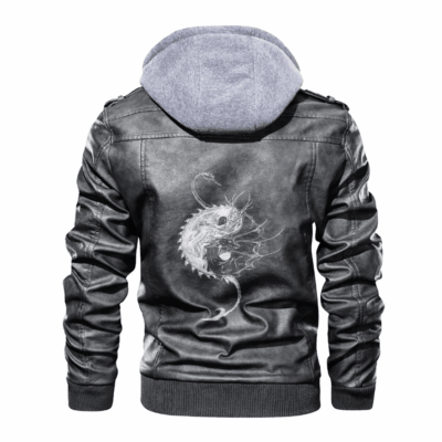 Ligerking - Viking Dragon Yin Yang Leather Jacket A35