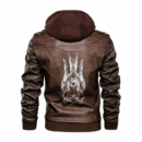 Ligerking - Viking Hugin and Mugin & Eyes Leather Jacket A35