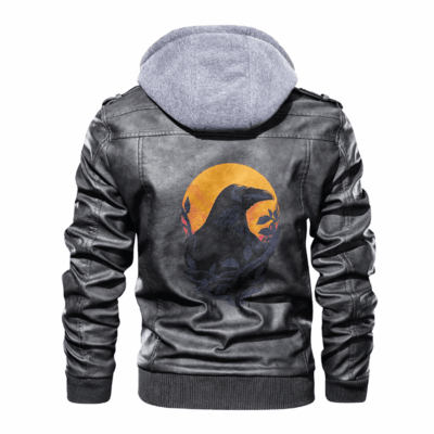 Ligerking - Viking Raven Black and Sun Leather Jacket A35