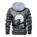 Ligerking - Viking Raven Black and Moon Leather Jacket A35