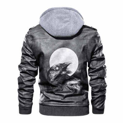 Ligerking - Viking Raven Black and Moon Leather Jacket A35