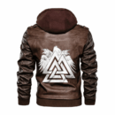 Ligerking - Viking Hugin and Munin Valknut Leather Jacket A35